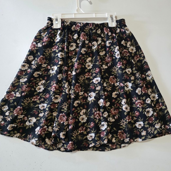 Dresses & Skirts - Floral Print Skirt Elastic Waist Knee Length Cottagecore Garden Party